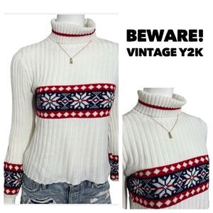 Vintage Y2K Beware! Snow/Ski Sweater - M